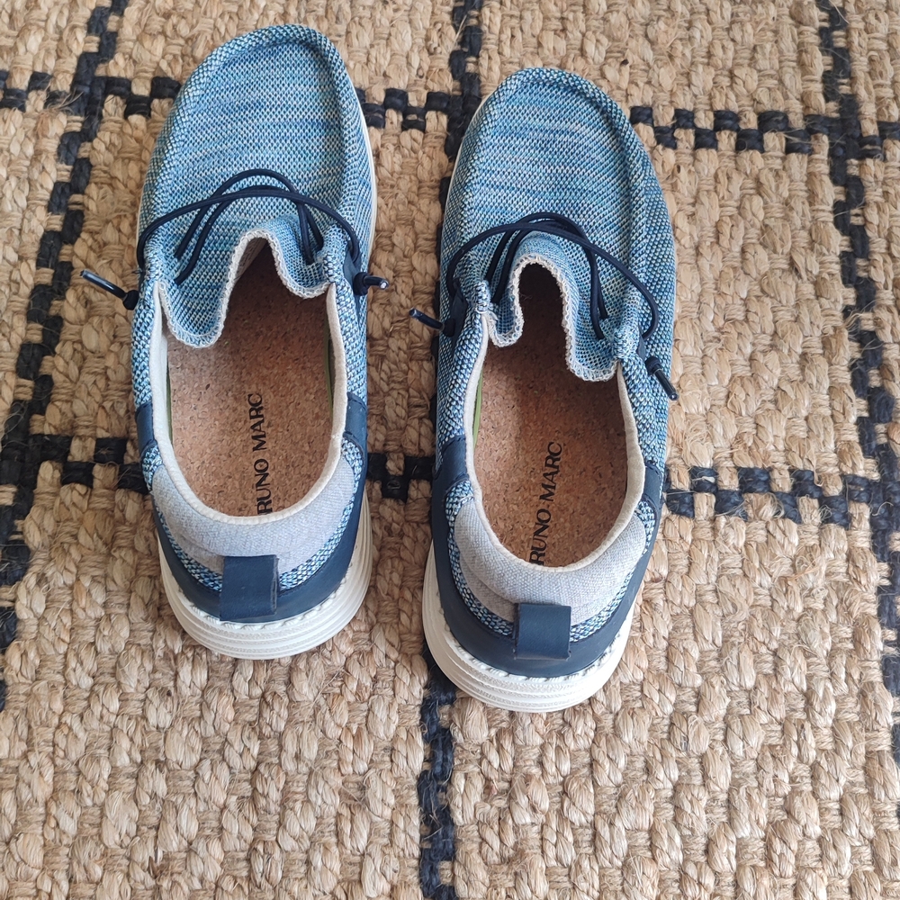 Bruno Marc Men's Casual Blue Knit Lace-Up Shoes